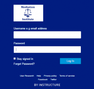 log in screen