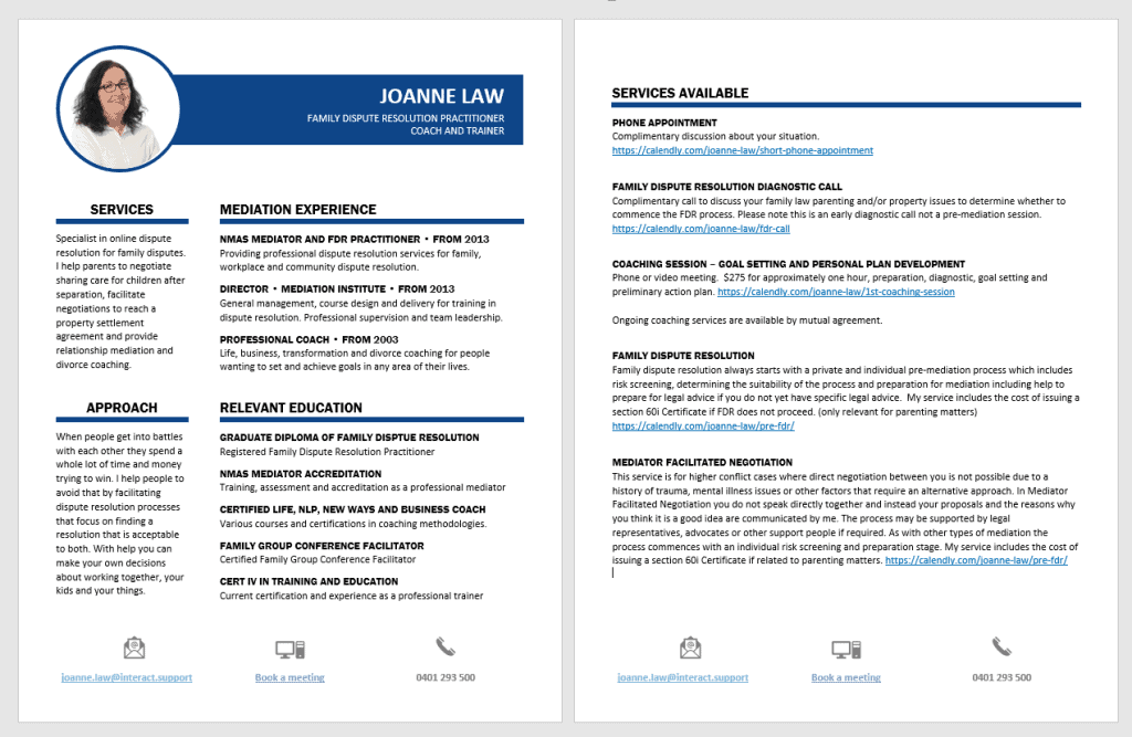Mediators Cv Or Resume | Mediation Institute Mediators Cv Image