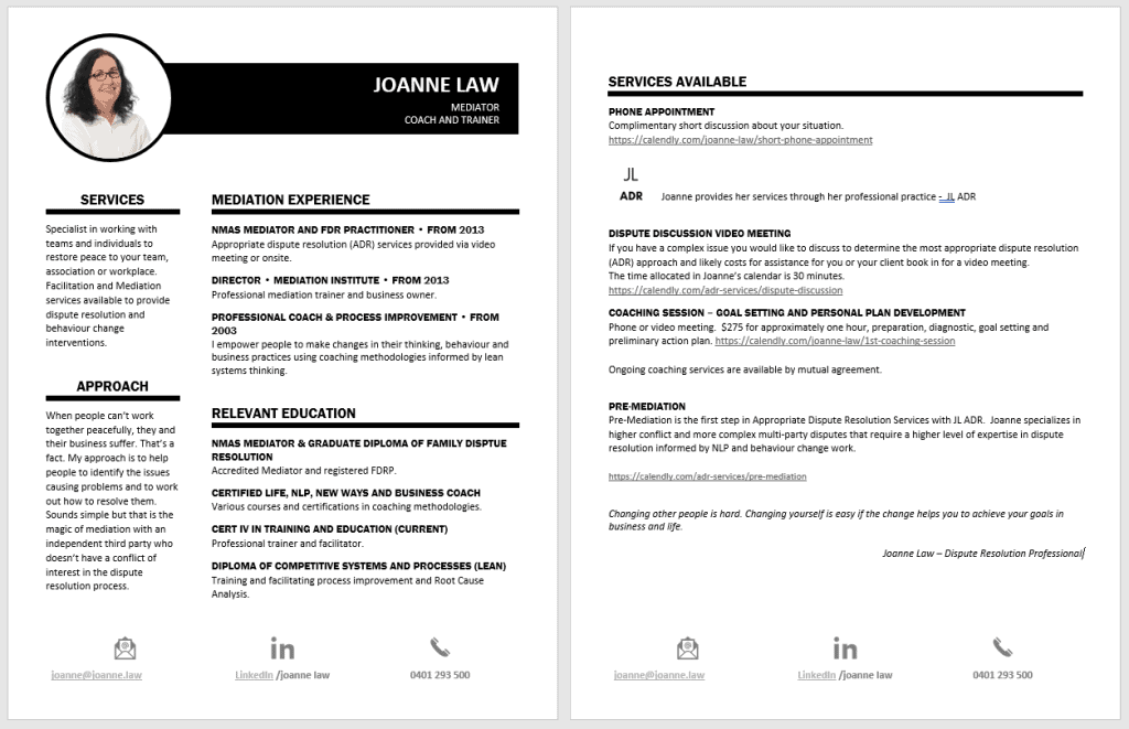 Mediators Cv Or Resume | Mediation Institute Jl Adr Cv Image
