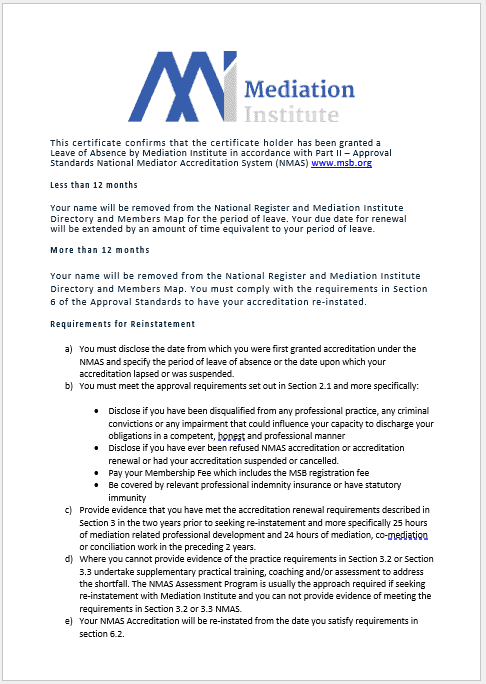 How To Request A Leave Of Absence - Nmas Mediators | Mediation Institute