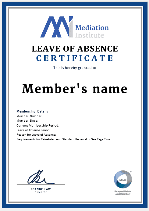 How To Request A Leave Of Absence - Nmas Mediators | Mediation Institute Leave Of Absence Page 1