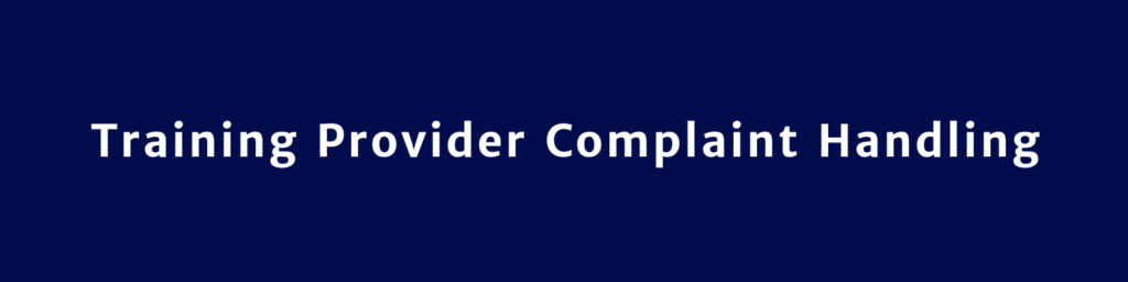 Training Provider Complaint Handling