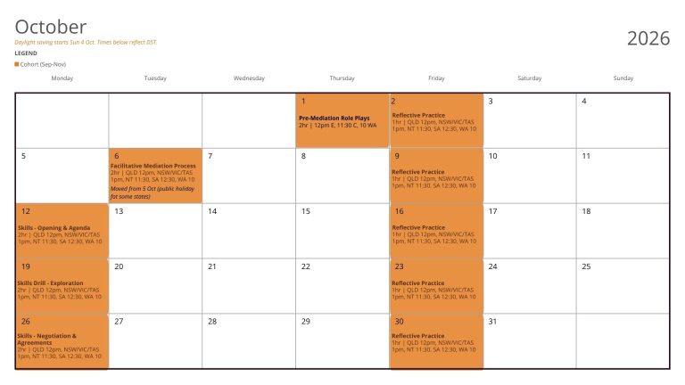AMDRAS Certificate of Training live session calendar – October 2026