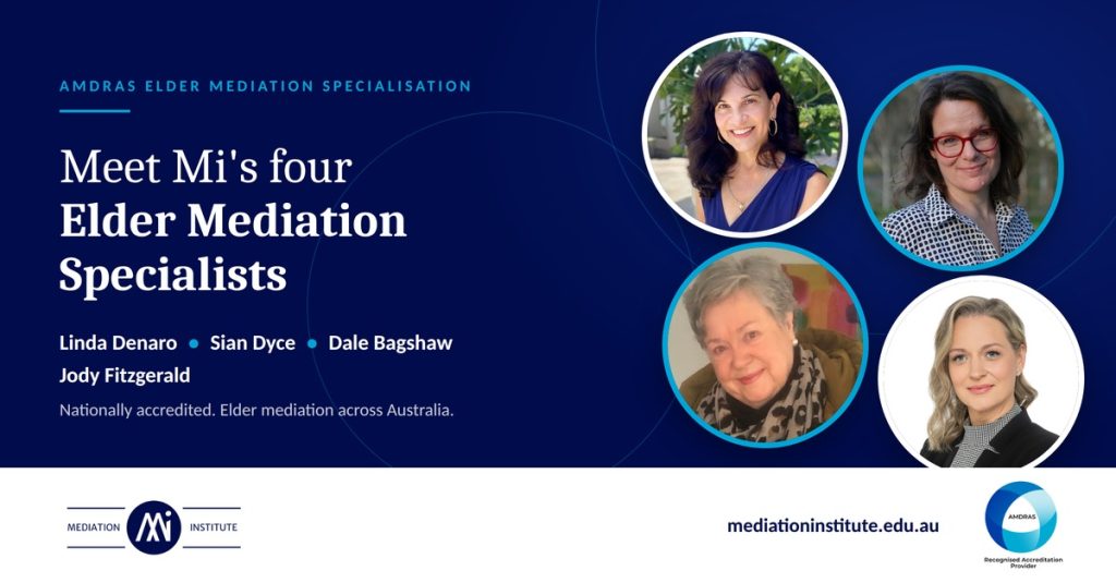 Meet Mi's four Elder Mediation Specialists: Linda Denaro, Sian Dyce, Dale Bagshaw and Jody Fitzgerald
