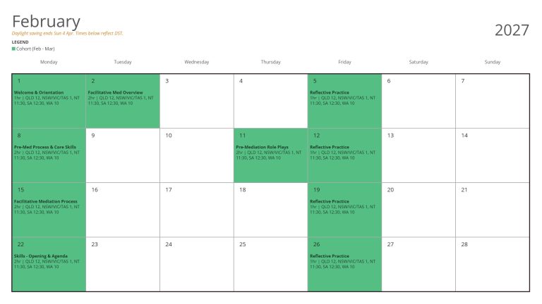 AMDRAS Certificate of Training live session calendar – February 2027